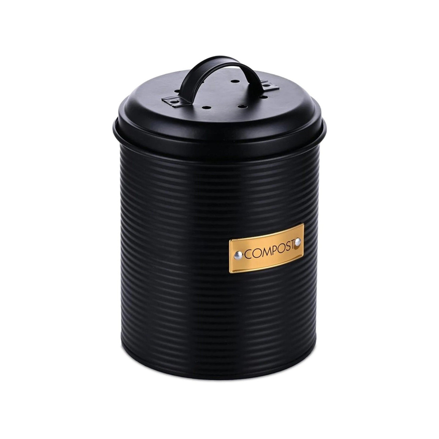 Relaxdays Komposteimer aus Stahl in Schwarz mit Geruchsfilter, Breite: 21,5 cm, Tiefe: 14 cm - Bild 2