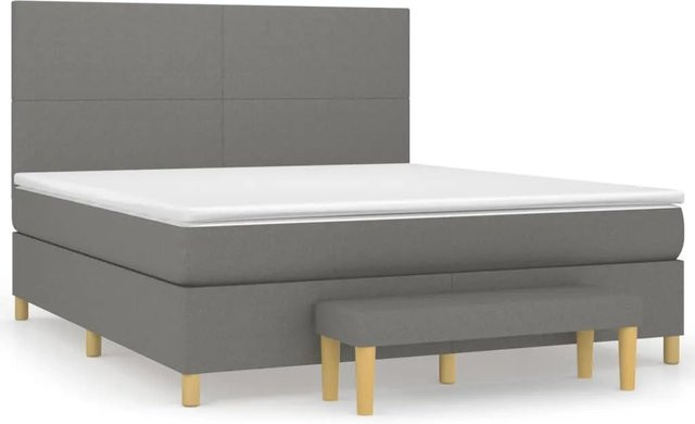 vidaXL Boxspringbett Hybrid mit Matratze und Kopfteil Dunkelgrau B/T: 160 x 200 cm - Bild 1