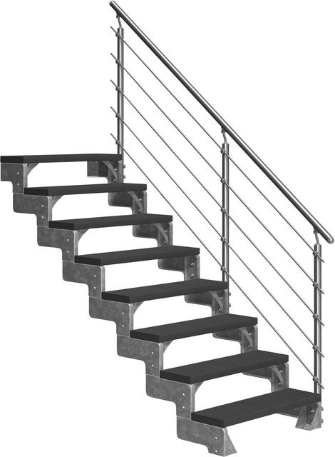 Dolle Außentreppe Gardentop 8 mit 8 Trimax-Stufen und Prova-Geländer in Anthrazit, Breite: 80 cm - Bild 1