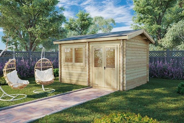 Gartensauna Finnland mit Vorraum für den Außenbereich, Maße: 4 x 3 m - Bild 1