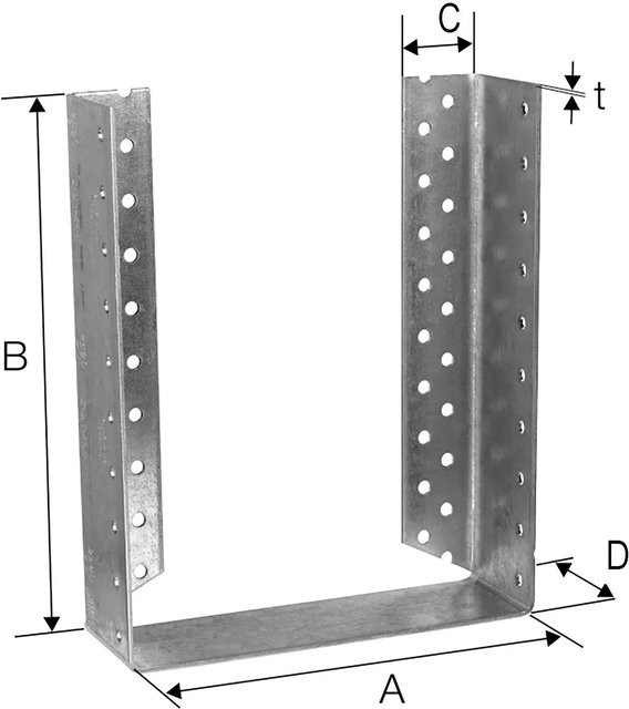 Simpson Balkenschuh BSDL Innenliegender Holzverbinder aus Stahl Feuerverzinkt, Farbe: Silber - Bild 1
