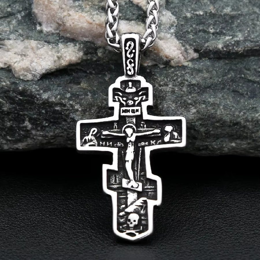owlucky Anhänger Jesus Kreuz Kruzifix, Edelstahl, Silber, Unisex - Bild 2