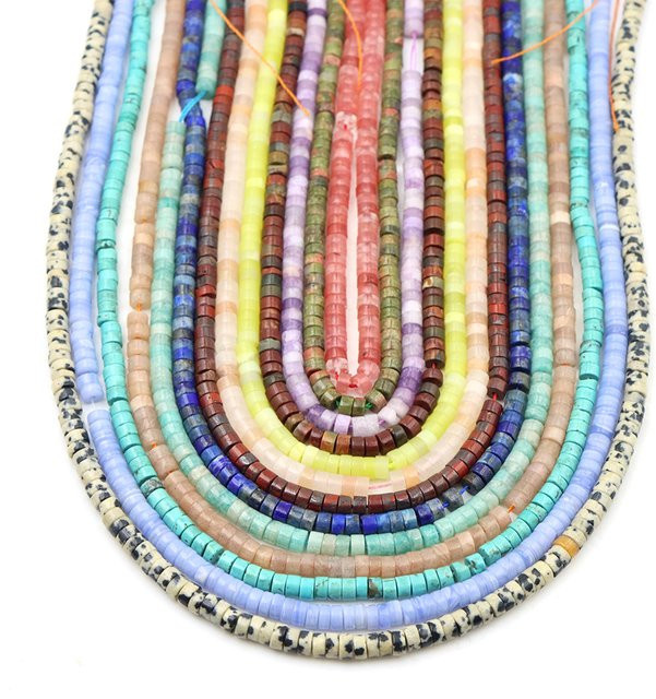 Natursteinperlen Tigerauge und schwarze Achate, 2x4mm, Rondelle, Unisex - Bild 1