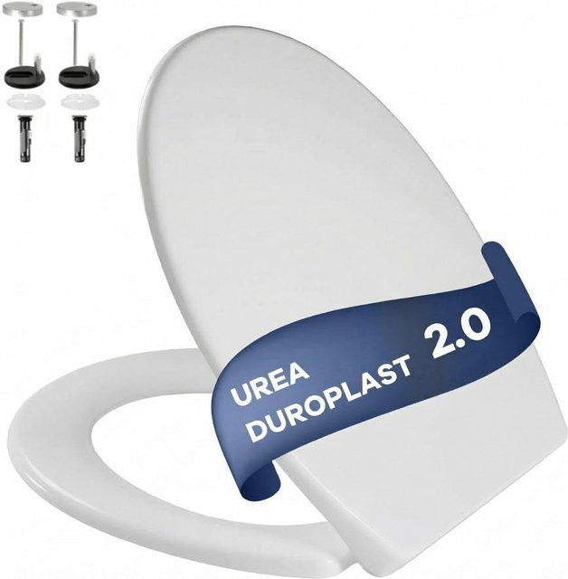 Garvee Toilettensitz aus Duroplast in Weiß, O-förmig mit Soft-Close und Schnellverschluss, B/T/H: 44,4 x 37,1 cm - Bild 1