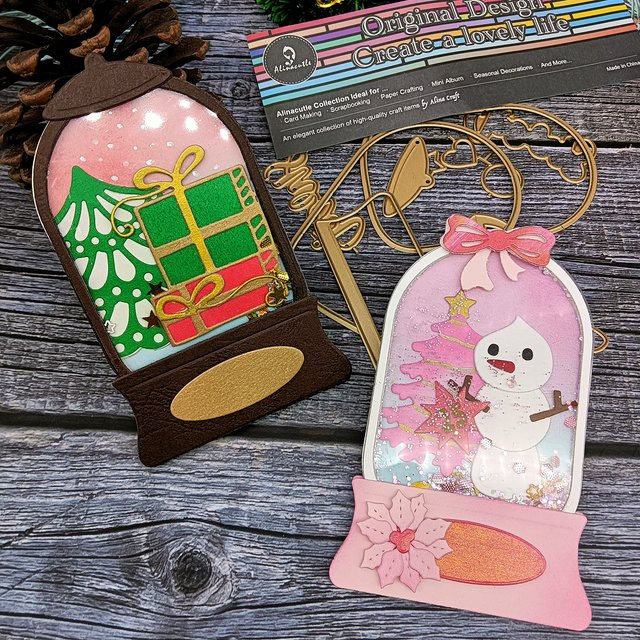 Alinacutle Metall-Stanzform Gashapon Schneekugel in Gold für DIY Papierhandwerk und Grußkarten - Bild 1
