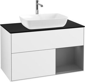 V&B Waschtischunterschrank Finion 100 mit Wandbeleuchtung, Weiß lackiert, B/T/H: 100 x 50,1 x 50,1 cm - Bild 1