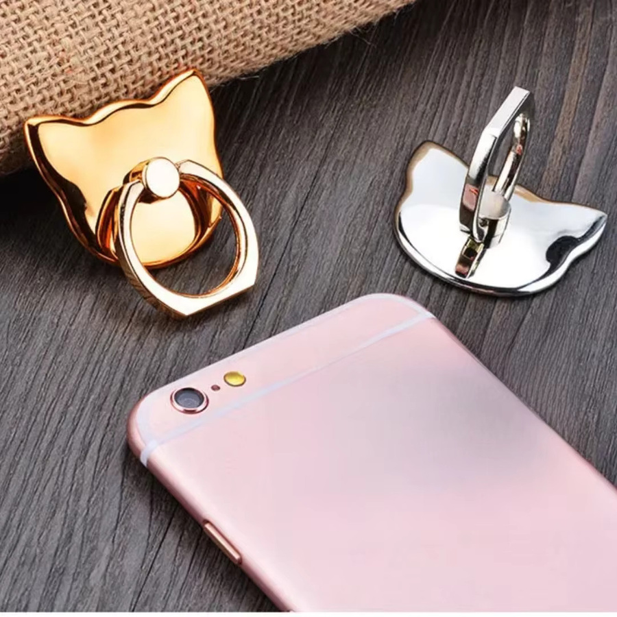 JXSFLYE Ringhalter mit Katzenkopf aus Metall in Gold, 360 Grad rotierender Smartphone-Halterung - Bild 2