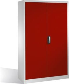 C+P Werkzeugschrank mit Drehtüren und 4 Innenböden, Front Rubinrot, Korpus Lichtgrau, H: 195 cm, B: 120 cm, T: 40 cm - Bild 1