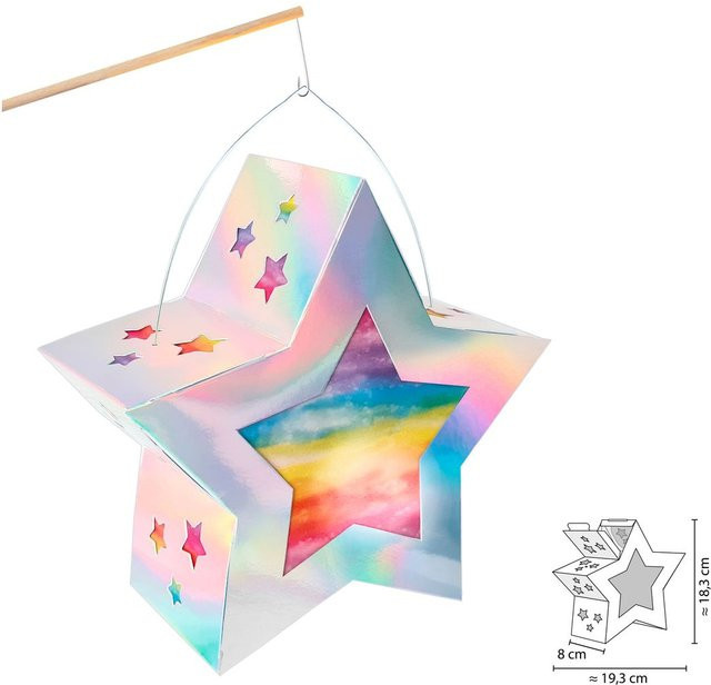 URSUS Bastelset Laternen Twinkle Star Irisierend Silber Stern Papier - Bild 1