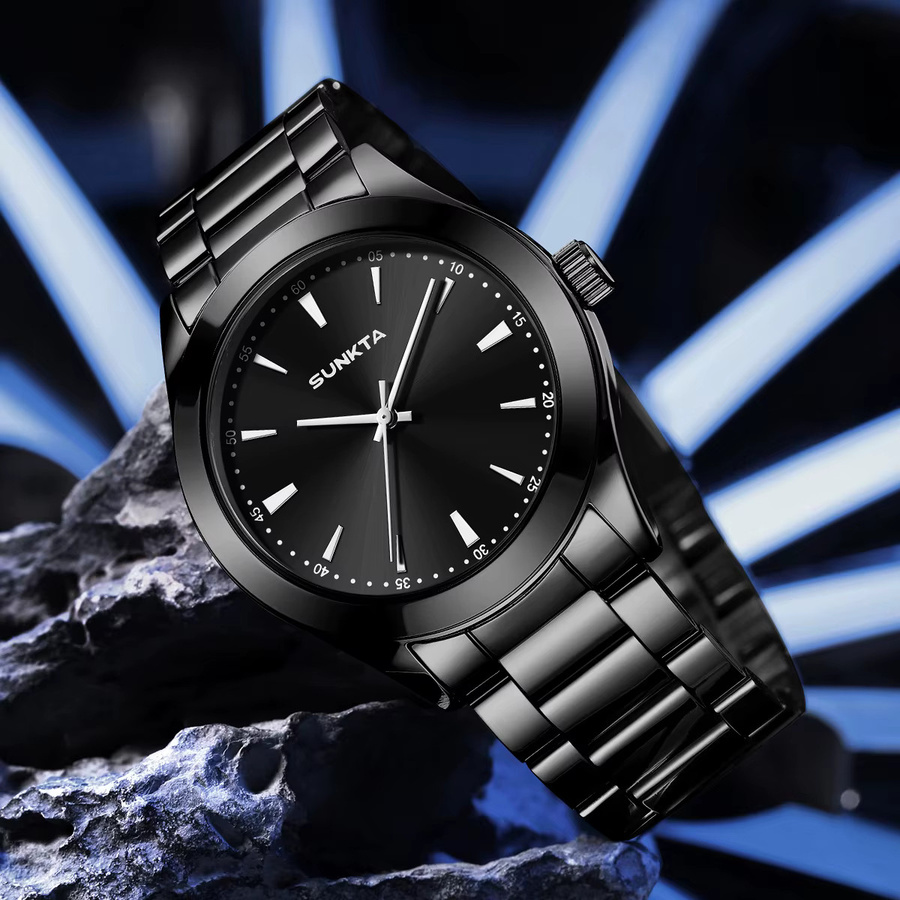 SUNKTA Armbanduhr, Quarz, Edelstahl, Schwarz, Herren - Bild 2