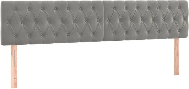 vidaXL LED Kopfteil aus Samt in Hellgrau mit USB-Ladeport und integrierter Beleuchtung, B: 180 cm, T: 7 cm, H: 78-88 cm - Bild 1