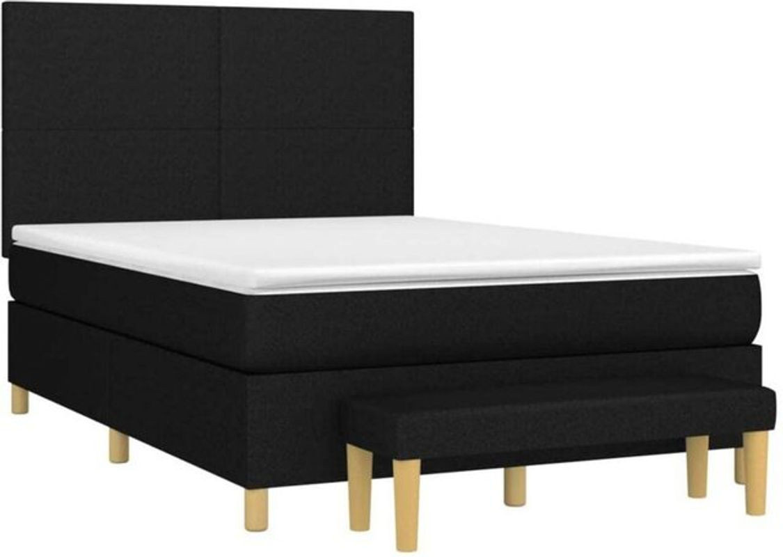 vidaxl Boxspringbett mit Matratze in Schwarz aus Stoff B/T/H: 140 x 200 cm - Bild 1
