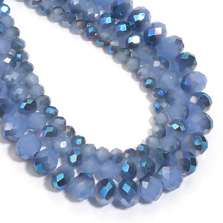 lingsai Rondell-Abstandhalterperlen, Tschechische Glas-Jade, Hellblau-grau, 4/6/8mm - Bild 5