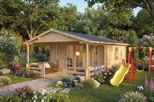 Gartenhaus Henry mit Veranda für die ganzjährige Nutzung, B/T/H: 600 x 400 cm - Bild 1