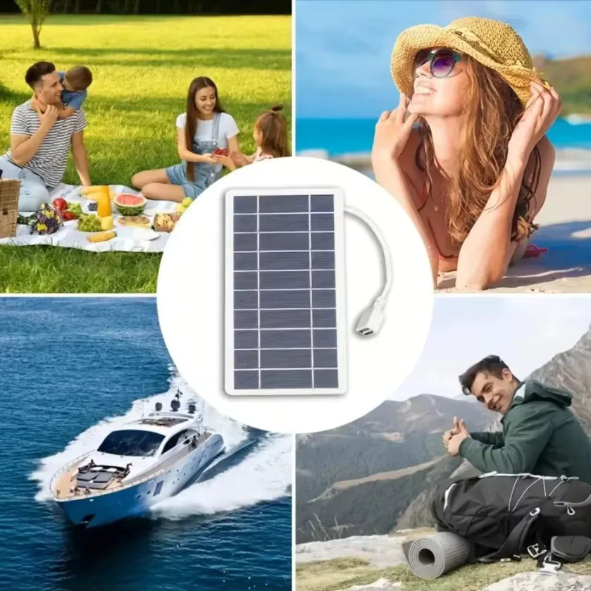 XIKCU Tragbares Solarpanel-Ladegerät mit USB-A und USB-C für Outdoor-Reisen und Camping - Bild 4