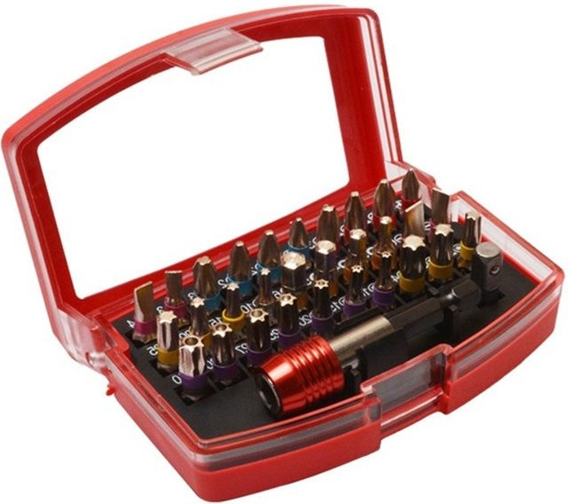 VIBRATITE 32-teiliges Schraubendreher-Bit-Set aus Stahl in Rot mit tragbarem Gehäuse - Bild 1
