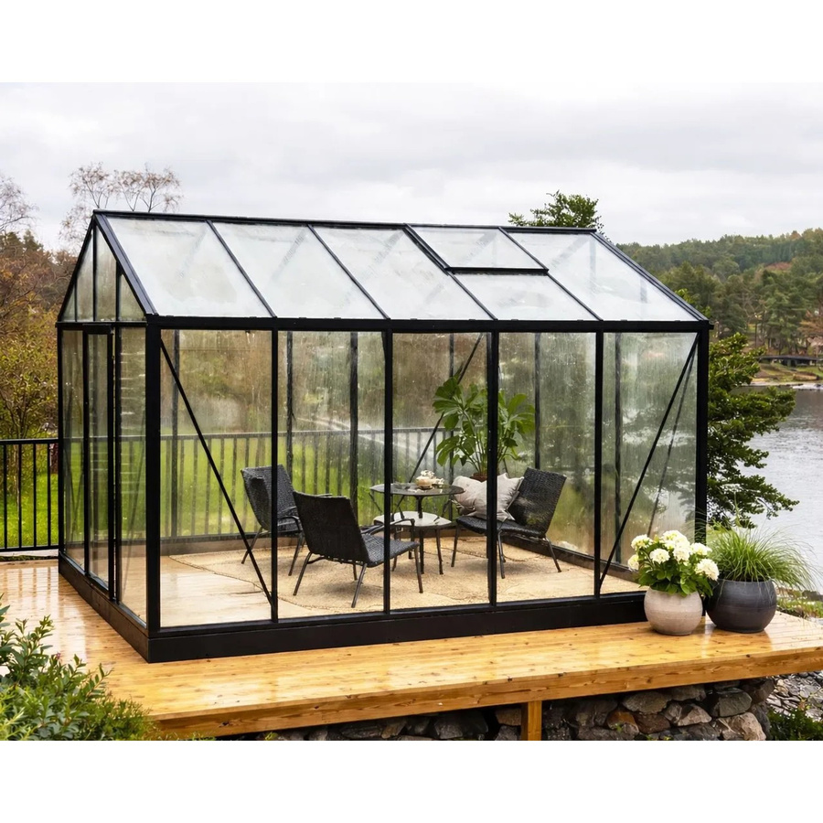 Bloomcabin Gewächshaus GHC4 Klassik in Schwarz mit Sicherheitsglas, Aluminium und integriertem Dachfenster sowie Belüftungssystem, H x B x T: 235 x 9,04 x 235 cm - Bild 2