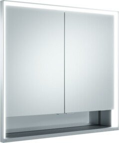Keuco Royal Lumos Spiegelschrank mit zwei Drehtüren aus Kristall-Doppelspiegel, integrierter LED-Beleuchtung und offenem Ablagefach, Farbe: Silber, B/H/T: 80 x 73 x 16 cm - Bild 1