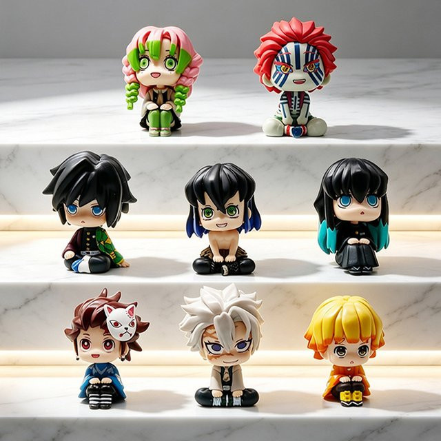 Bandai Demon Slayer, Sitzende Puppen, 8-teiliges Set, PVC-Modellfiguren - Bild 1