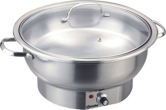 Bartscher Elektro-Chafing Dish rund in Silber mit 3,8 l Volumen, Tiefe: 40,5 cm, Höhe: 33 cm, Durchmesser: 22 cm - Bild 1