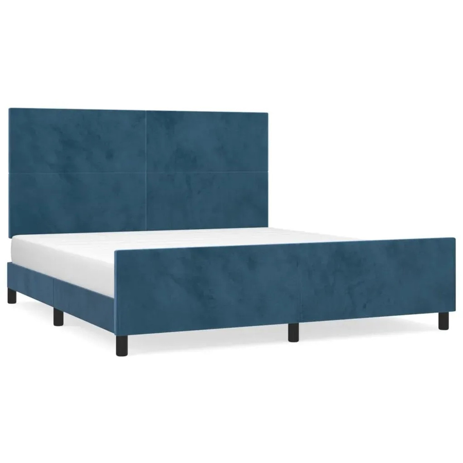 vidaXL Bettgestell mit Kopfteil aus Samt in Dunkelblau, B/T/H: 160 x 200 x 128 cm - Bild 2