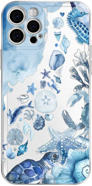 Stoßfeste weiche TPU Handyhülle im Sommer-Vibe Design für Apple iPhone, Farbe: Blau - Bild 1