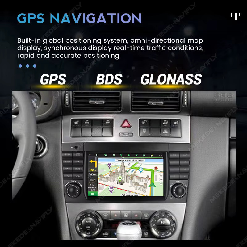 NAVIFANS Android 15 Autoradio für Mercedes Benz C-Klasse W203 und CLC W203 (2004 - 2007) mit Carplay, GPS und 64GB Speicher in Schwarz - Bild 3