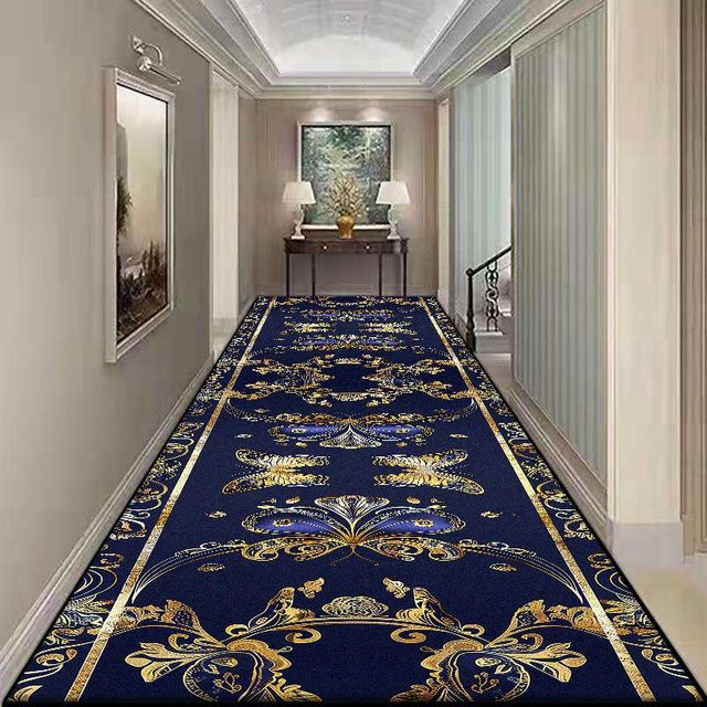 JGJG Flur Teppich Blau, Rutschfester Langer Läufer im Modernen Europäischem Stil, Weich und Waschbar, B/T: 60 x 300 cm - Bild 1