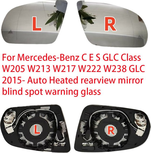 Beheizter Rückspiegel mit Totwinkel-Warnung für Mercedes-Benz C E S GLC Klasse W205 W213 W217 W222 W238 in Silber - Bild 1