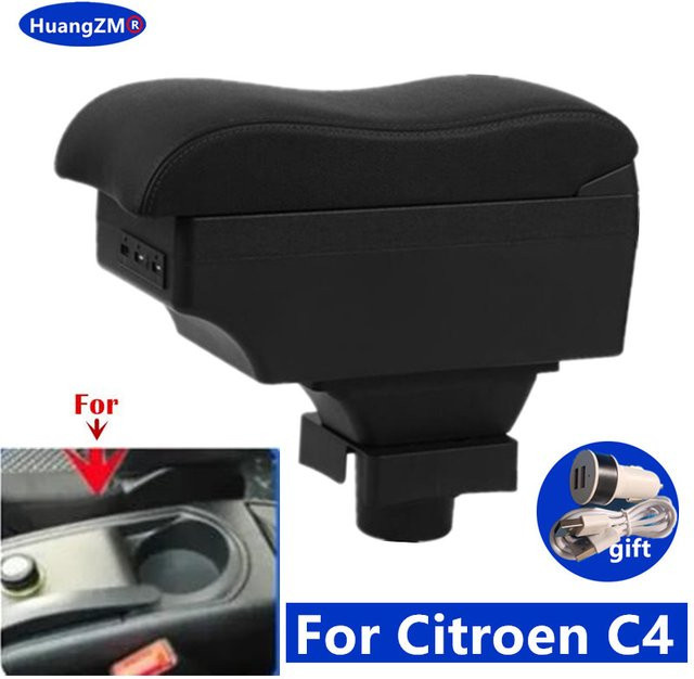 HuangZM Auto-Armlehnenbox für Citroen C4 Hatchback 2004-2010 mit USB-Anschluss in Schwarz - Bild 1