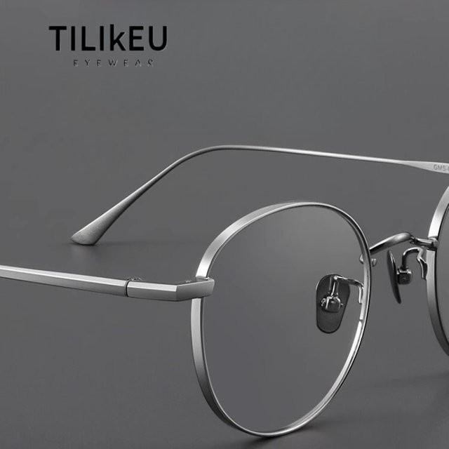 TILIKEU Korrektionsbrille, Rund, Vollrand, Titan, Silber, Unisex - Bild 1