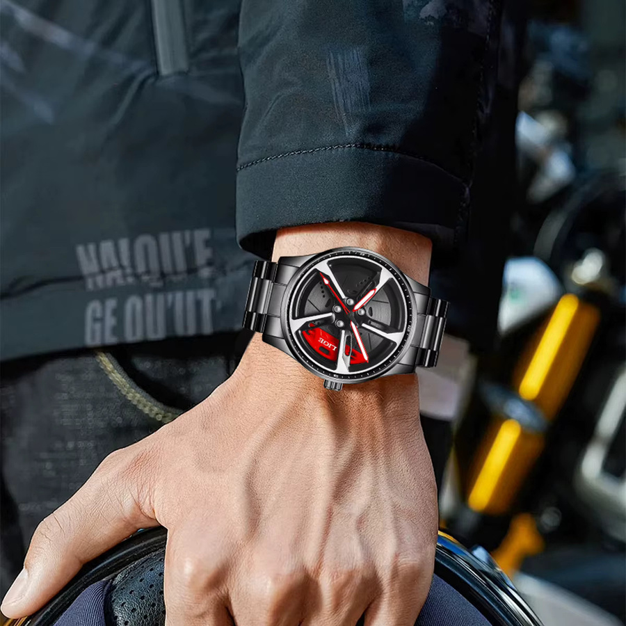 LIGE Armbanduhr Quarz, Edelstahl, Schwarz, Herren - Bild 5