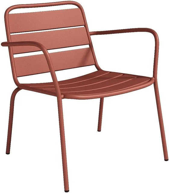 Vente-unique Gartensessel Mirmande in Terracotta, stapelbarer Gartenstuhl aus Stahl mit Armlehnen - Bild 1
