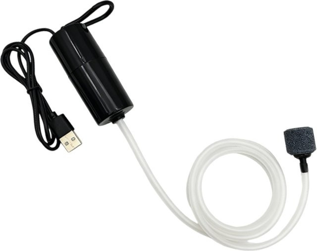 TUNFAN Mini USB Aquarium-Sauerstoffpumpe Tragbarer Luftkompressor Belüfter in Weiß - Bild 1