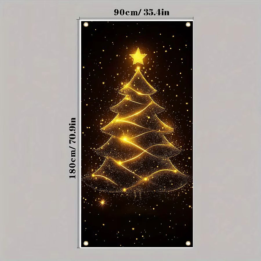 VIKAMA 2D-Weihnachtsbaum-Türbanner als hängender Hintergrund für drinnen und draußen, Multicolor - Bild 2