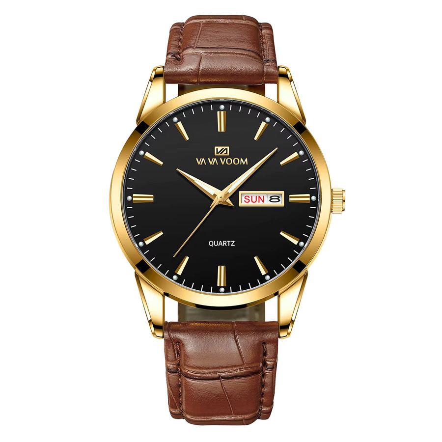 VA VA VOOM Armbanduhr, Quarz, Leder, Braun, 39 mm, Herren - Bild 1