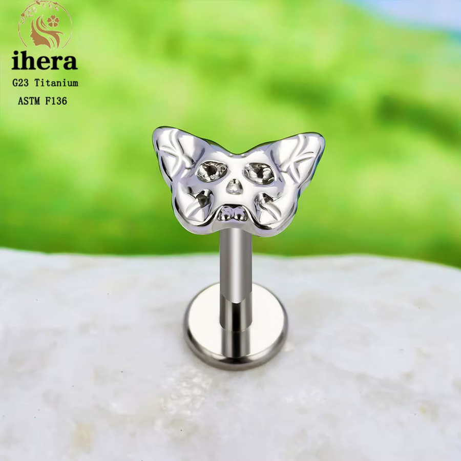 ihera Schlangen-Labret-Lippenstecker, Titan, Silber, Unisex - Bild 2