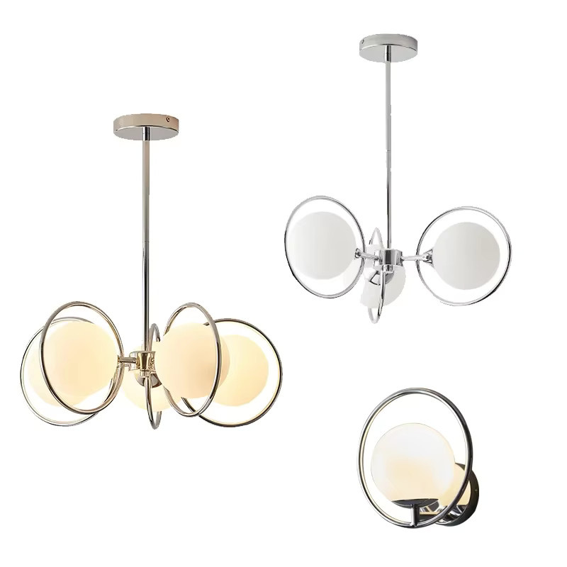 TAONUANSHU Bauhaus LED-Pendelleuchte aus Metall und Glas in Chrom und Weiß für Wohnzimmer und Schlafzimmer - Bild 4