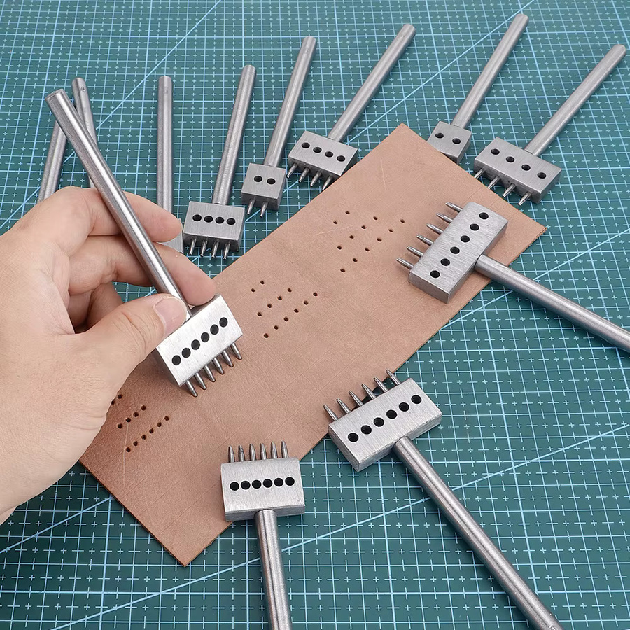 QJH 3-teiliges Set professionelle DIY Lederstanzen und manuelle Locher für Handarbeiten - Bild 3