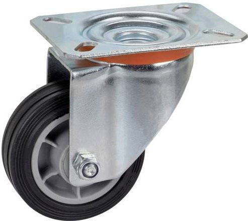Dörner + Helmer Lenkrolle 715842 aus verzinktem Stahl, Farbe: Silber, Rad-Durchmesser: 80 mm, Tragfähigkeit: 50 kg - Bild 1