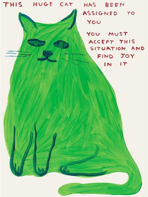 Abstrakte Leinwand Kunstposter von David Shrigley mit Frosch, Giraffe, Banane und Tomate, Breite: 30 cm, Höhe: 40 cm, ungerahmt - Bild 1