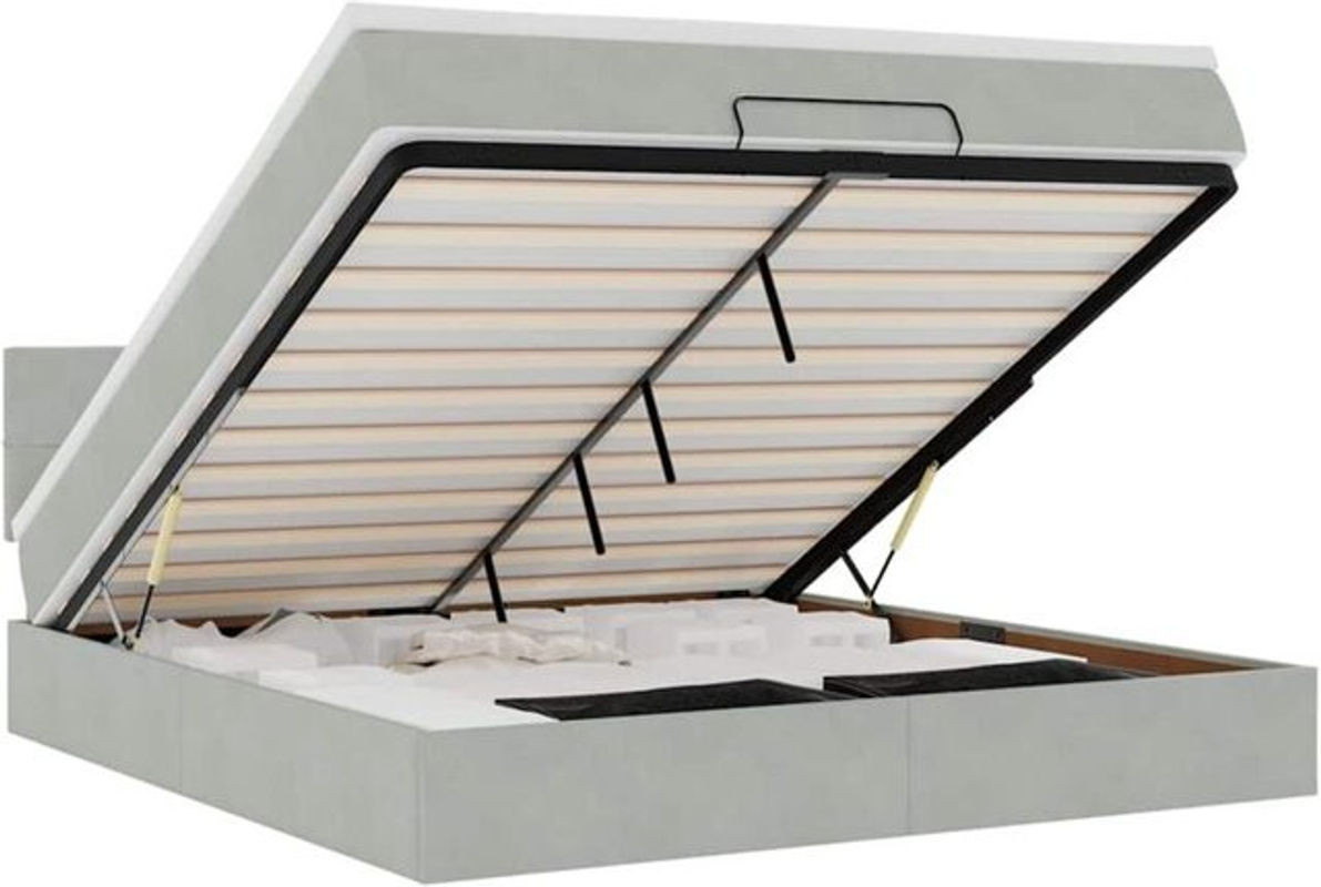 VIDAXL Ottoman Polsterbett mit Matratze in Grau aus Samt, B/T: 180 x 200 cm - Bild 1