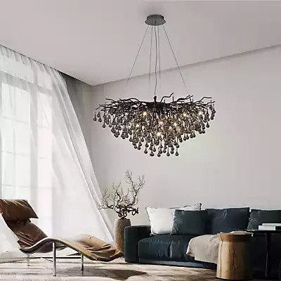 Paul Neuhaus Icicle Kronleuchter in Schwarz mit transparentem Kristall und Metallgehäuse, Durchmesser: 100 cm - Bild 1