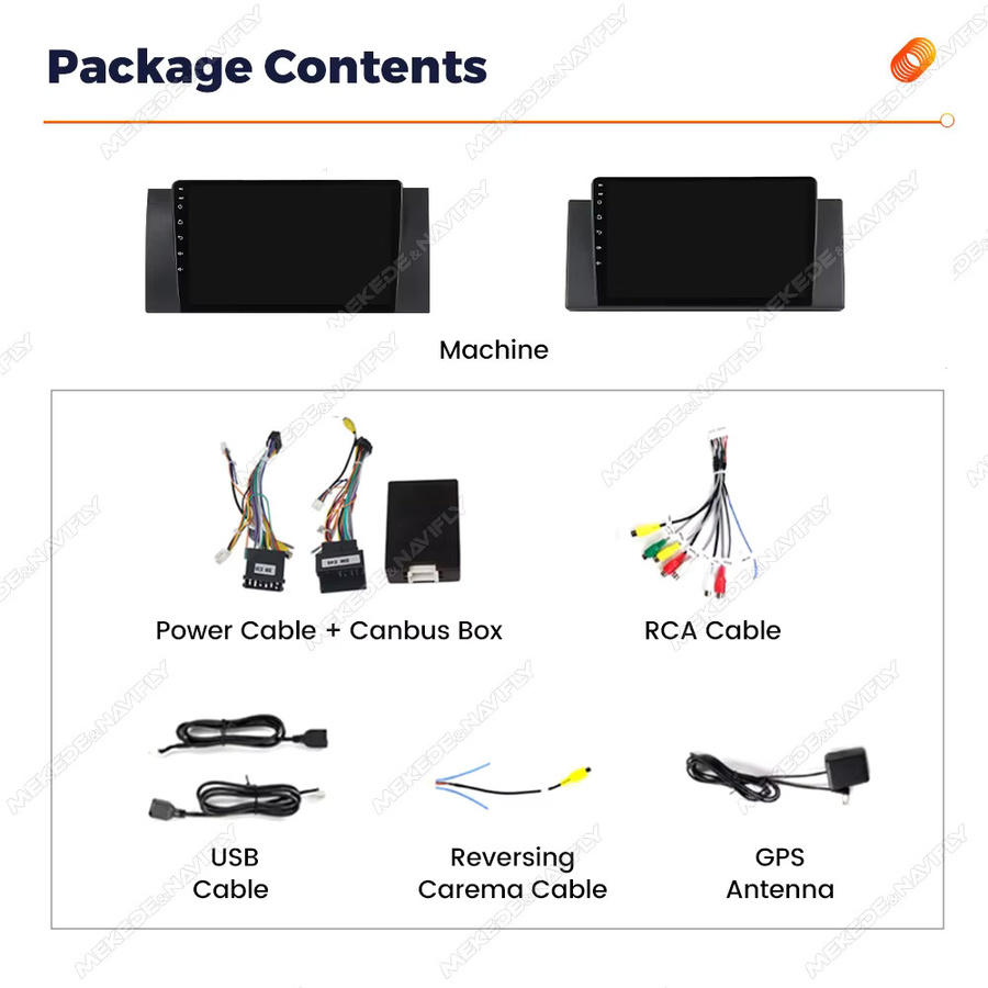 MEKEDE 2 DIN Wireless Carplay Autoradio mit IPS-Bildschirm, GPS und Bluetooth für BMW 5 E39 E53 X5 (1995-2006), Schwarz - Bild 6