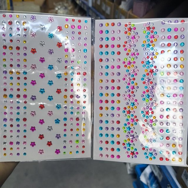 HotPress Gesicht Diamant Aufkleber, Bunte Stern/Blume, Glänzend, Unisex - Bild 1