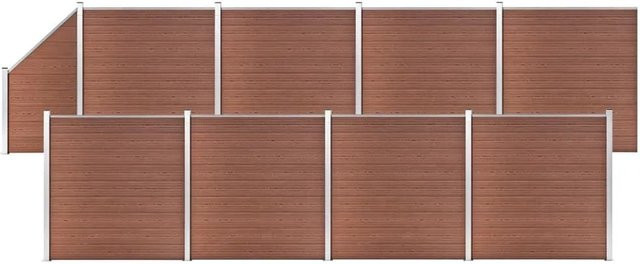vidaXL WPC Zaun-Set aus WPC und Aluminium in Braun, B/H: 1484 x 186 cm - Bild 1