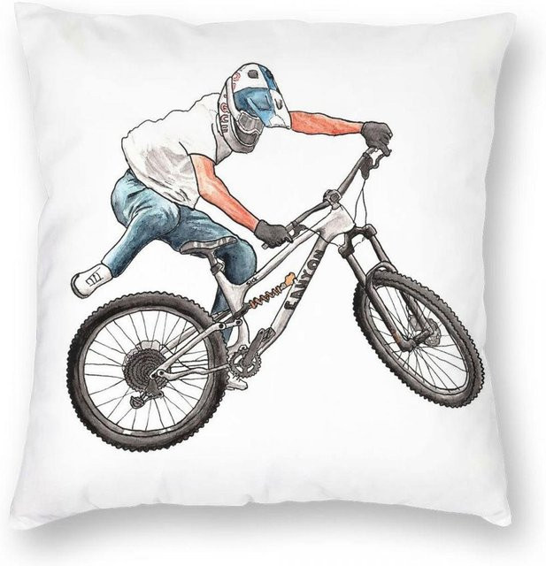 GUOYU HOMEDECOR Quadratischer Kissenbezug Fabio Wibmer MTB NacNac aus Polyester und Leinen mit Reißverschluss, B/T/H: 30 x 30 x 30 cm - Bild 1