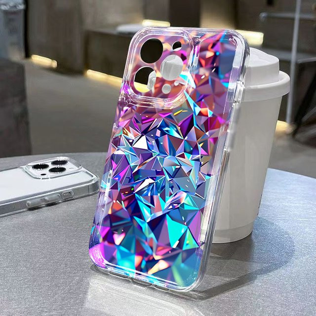 Samsung Handyhülle mit irisierendem Kristallcluster 2D-Muster in Multicolour für Galaxy S26 S25 S24 Ultra S23 S22 Plus S21 FE A17 A37 A57 A56 - Bild 1