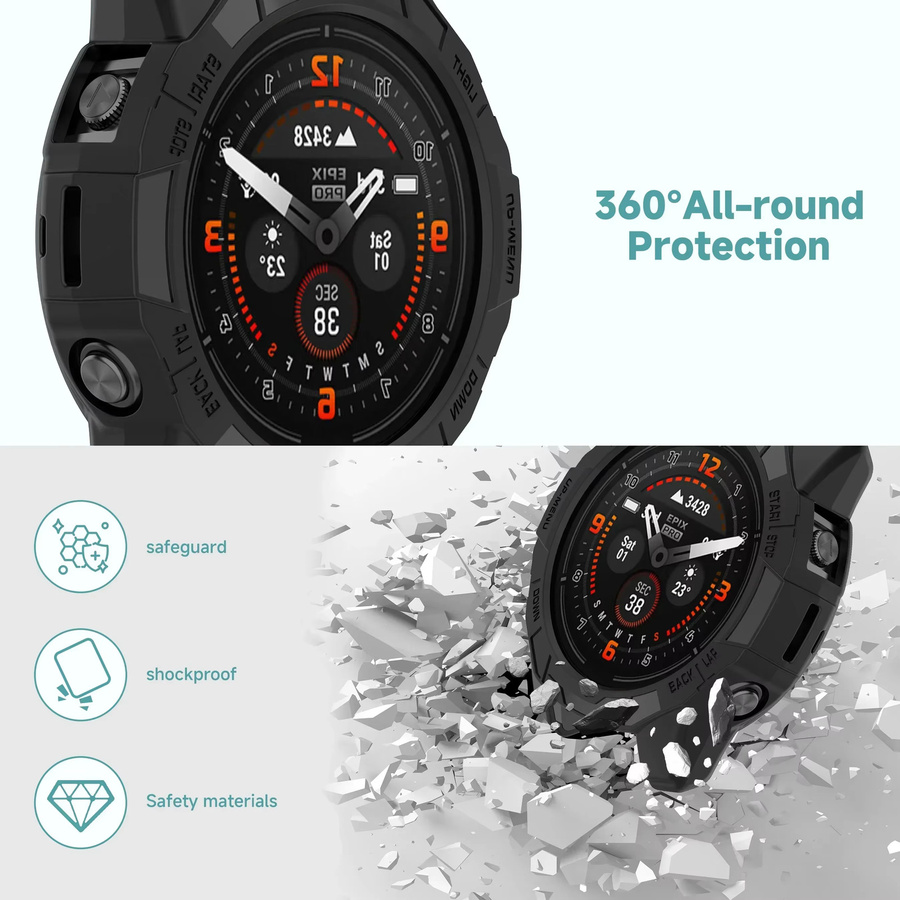 CAOWTAN Silikon Schutzhülle Stoßstange für Garmin Fenix 7 7S 7X und Epix Pro in Pink - Bild 5