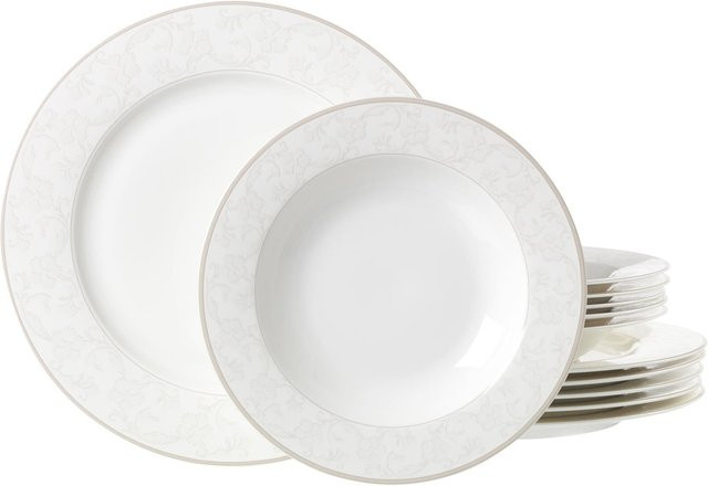 Ritzenhoff & Breker Tafelservice Isabella 12er Set aus Porzellan in Beige und Weiß mit floralem Design - Bild 1